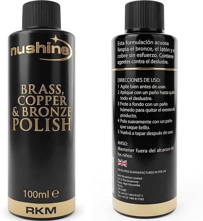 Nushine Brass, Copper & Bronze Polish 3.4 Oz - Ecofriendly, Solvent Free & Contains Anti Tarnish Agent to delay Future Tarnish