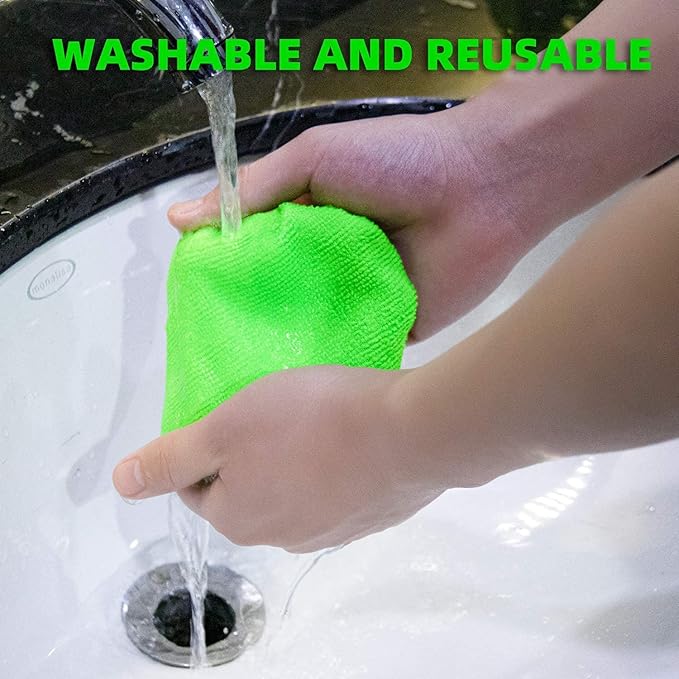 XINDELL Car Window Cleaning Combo – Windshield Glass Cleaner Tool with Extendable Handle & 14 Reusable Microfiber Pads for Interior/Exterior Glass, Streak-Free Auto Window Cleaning for Car Owners