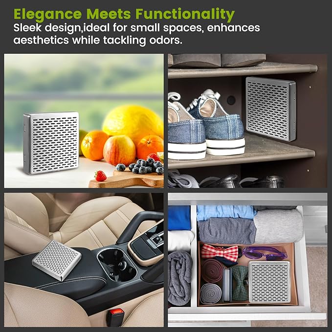 Refrigerator Deodorizer,10 Years Long Fridge Odor Eliminator,Car Air Freshener,Closet Odor Absorber,Outperforms Baking Soda and Bamboo Air Purifying Bags,Stainless Steel