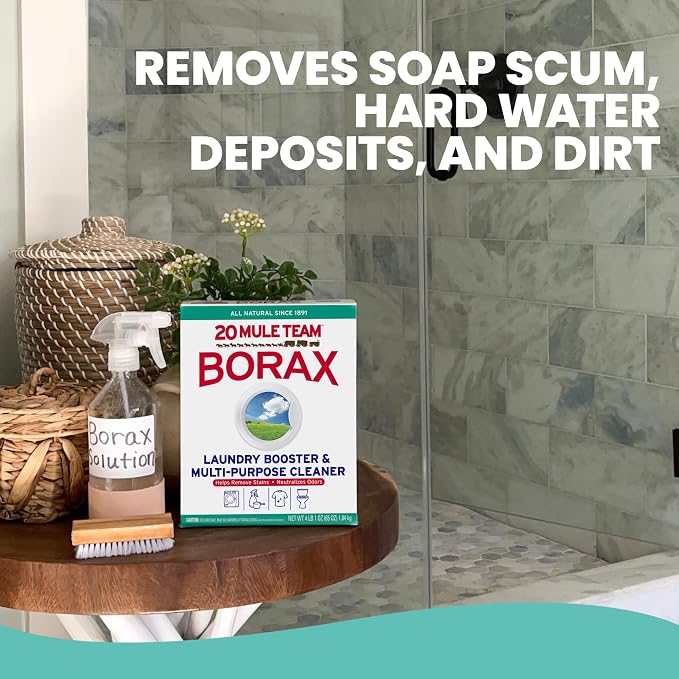 20 MULE TEAM Borax Powder, 65 Ounce, 4 Count, All Natural Laundry Booster & Multi-Purpose Household Cleaner for Kitchen and Bathroom, Stain & Odor Fighter, Helps Deodorize & Freshen