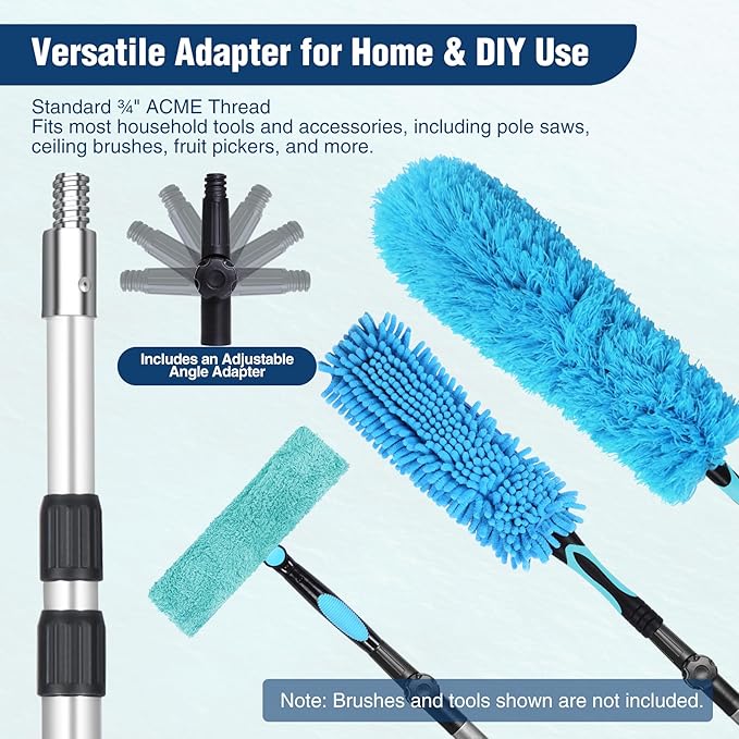 Lineslife Telescoping Pole, 3-8 FT Paint Roller Extension Pole, Multi-Purpose Sturdy Aluminum Alloy with Twist-Lock Design for Windows, Painting, Dusting and Cleaning