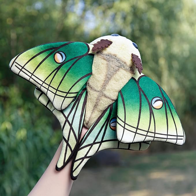 Cute Luna Moth Plush Toy, Moon Moth Stuffed Animals 11in, Handmade Big Mothman Insect Plushie Model Toy, Unique Plush Gift Collection for Kids