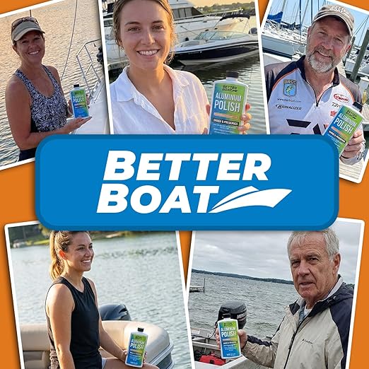 Marine Aluminum Polish, Boat, Pontoon, Jon, and Canoe, Aluminum Restorer, Brightener Cleaner Treatment, Semi-Chrome Metal Protectant