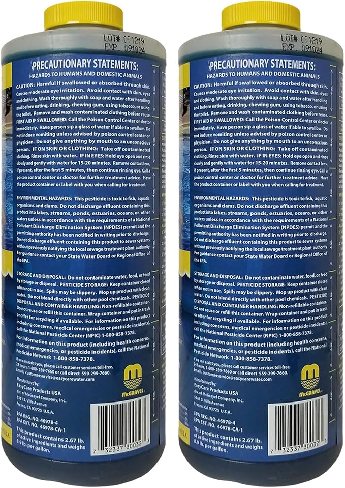 EASYCARE 30032 Pooltec Algaecide, Clarifier and Chlorine Salt Cell Booster (32 Fl. Oz 2-Pack)