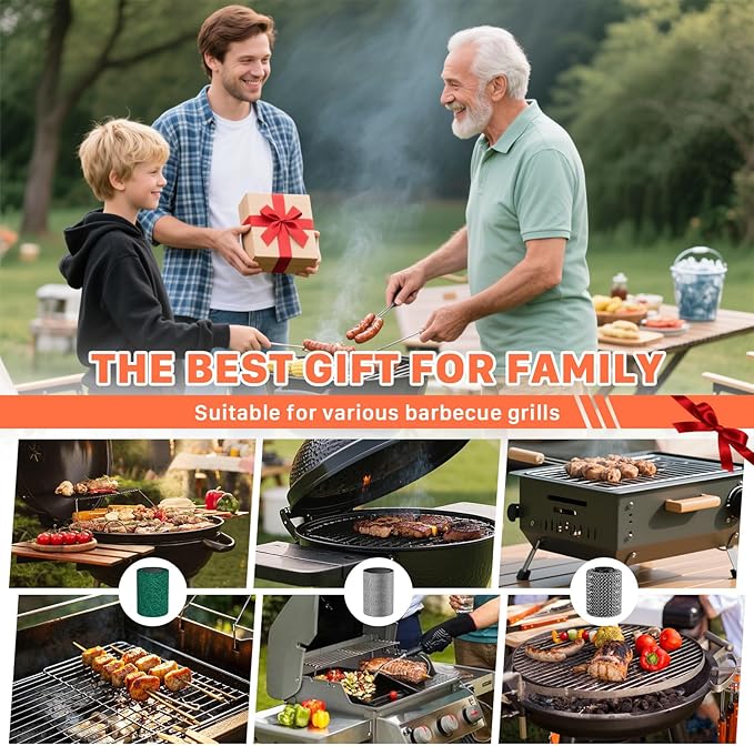 Hillyfe Grill Brush for Outdoor,Cordless Rechargeable Grill Brush with 3 Brush Heads, Grill Electric Cleaning Brushes Without Bristles, LED Light, Grill Scraper, Grilling Gifts for Men,Orange