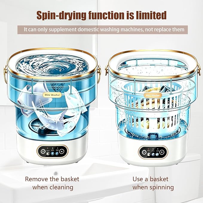 20L Portable Washing Machine,Foldable Portable Washer Mini Lavadora Portatil for Apartment,RV,Camping,Travel – Wash Baby Clothes, Underwear,Bra Separately to Keep Clean and Healthy