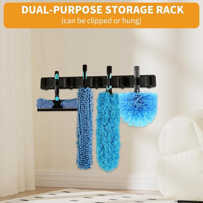 Duster with Extension Pole (20 FT Reach), Light Bulb Changer for High Ceilings & 3-12FT Extension Pole Duster Cleaning Kit, Fan Duster/Cobweb Duster/Window Washing Kit for High Window, Interior Roof