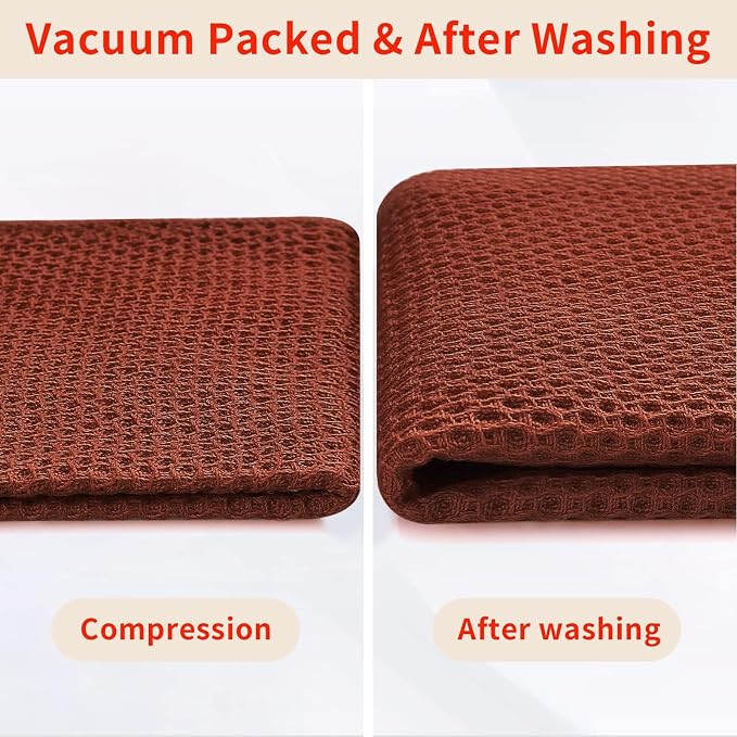 Homaxy 100% Cotton Waffle Weave Kitchen Dish Cloths, Ultra Soft Absorbent Quick Drying Dish Towels, 12 x 12 Inches, 24-Pack, Rust