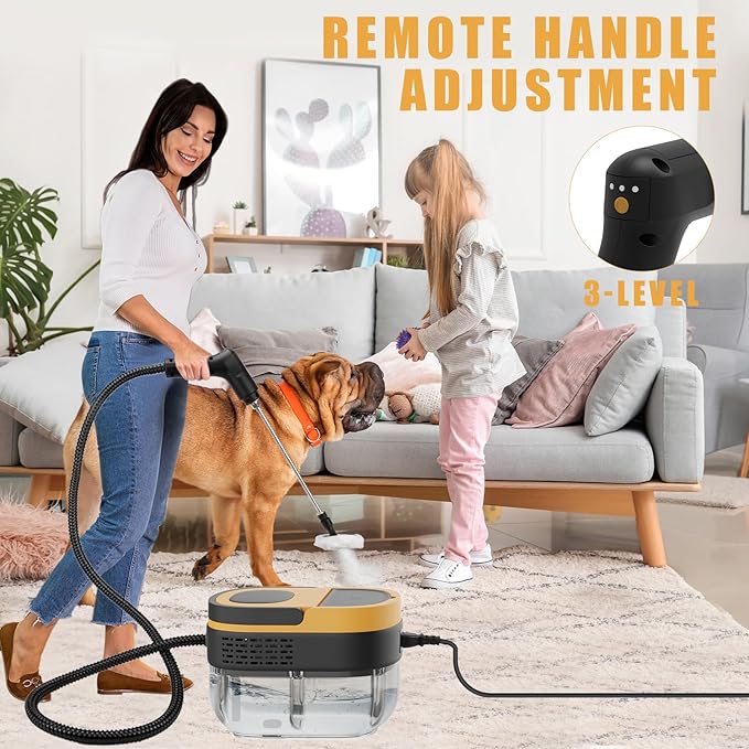 Steam Cleaner - 3-Level Adjustable Handle 15s Heat-Up - Steaming cleaner with 10pcs Accessories - Portable Steam Cleaner for Home for Car, Dirt, Grease, Grout, Tile, Floor, Couch, Furniture-Yellow