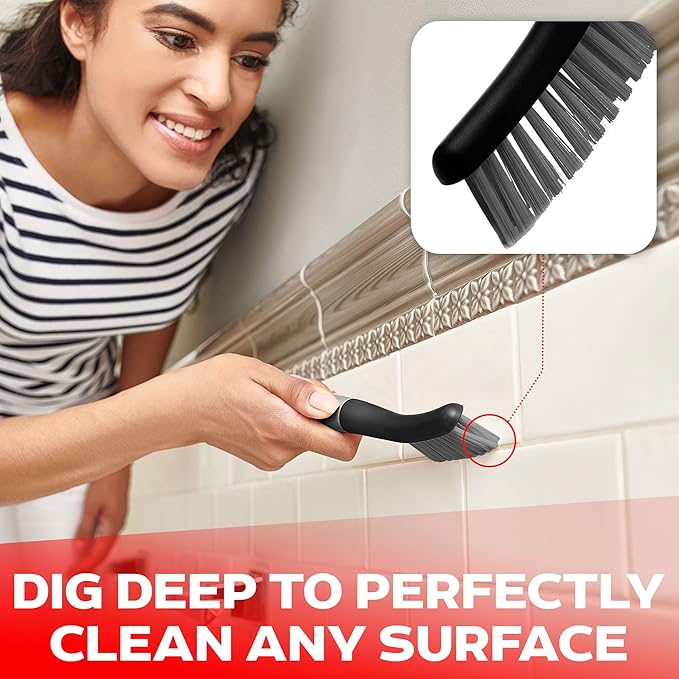 Dish Brush Set of 4 with Bottle Water Brush, Dish Scrub Brush, Scrubber Brush and Straw Brush + Scrub Brush Set of 3pcs, Cleaning Shower Scrubber, Grout Cleaner Brush, Scrub Brushes for Bathroom