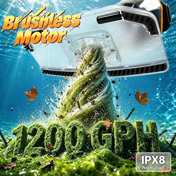 Pool Vacuum for Above Ground Pool Compatible with Dewalt 20V Battery, Cordless Pool Cleaner with 86' Extension Pole, 18.5 GPM Beast-Level Suction Efficient Leaf and Debris Removal (Tool Only)
