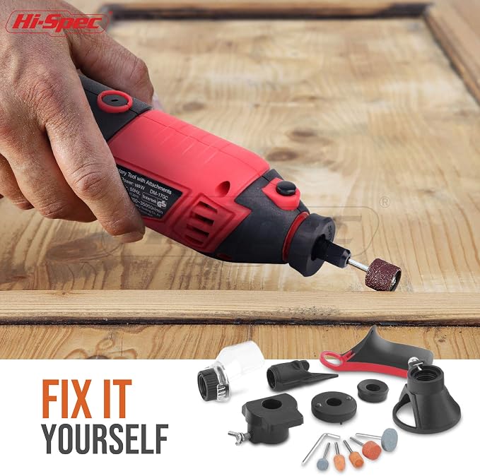 Hi-Spec Corded Power Rotary Tool Kit with Dremel Compatible Bits. Variable Speed Electric Metal Grinder Drill for Cutting, Trimming, Grinding, Engraving and Sanding