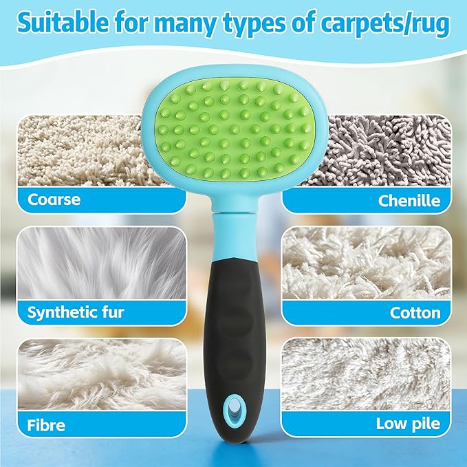 Silicone Hand Held Carpet Rake, Making Carpets Fluffy Again, Clean Hair, Let Carpet Restore Softnes(Silicone, Blue)