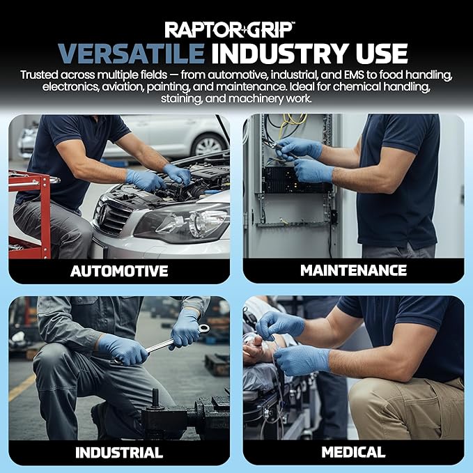 Raptor Grip™ Powder Free Exam Grade Nitrile Gloves