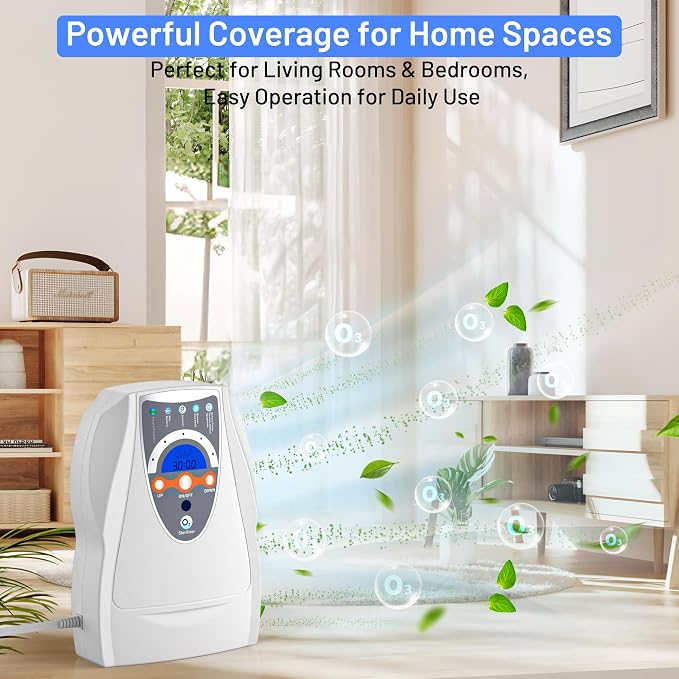 VTAR Ozone Machine, 500mg/h Multipurpose Ozone Machine Purify Air, Water, Fruits, Vegetables, Toothbrushes, Aquarium. Fruit Cleaner Device in Water- White