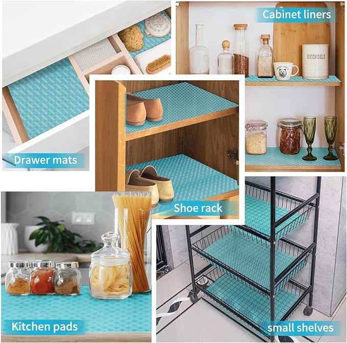 Bloss Refrigerator Liners 12" x 157", Easy to Clean Fridge Liners, Washable Refrigerator Shelf Liners, Refrigerator Mats for Top Freezer, Protect Freezer Shelves, Kitchen Decor Liners