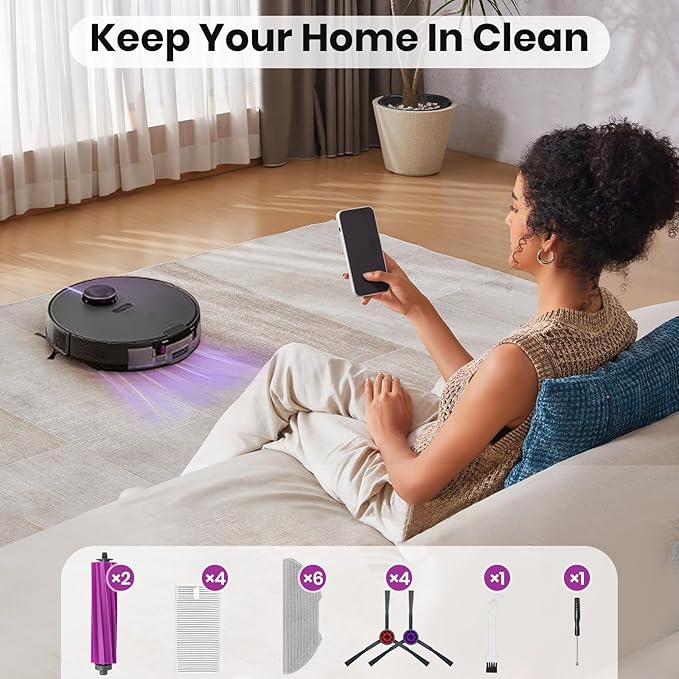 E20 Plus Replacement Parts for Eureka E20 Plus Robotic Vacuum Cleaner Parts with 2 Roller Brush, 4 HEAP, 6 Mops, 8 Side Brushes,1 Screwdriver, 1 Clean Brush