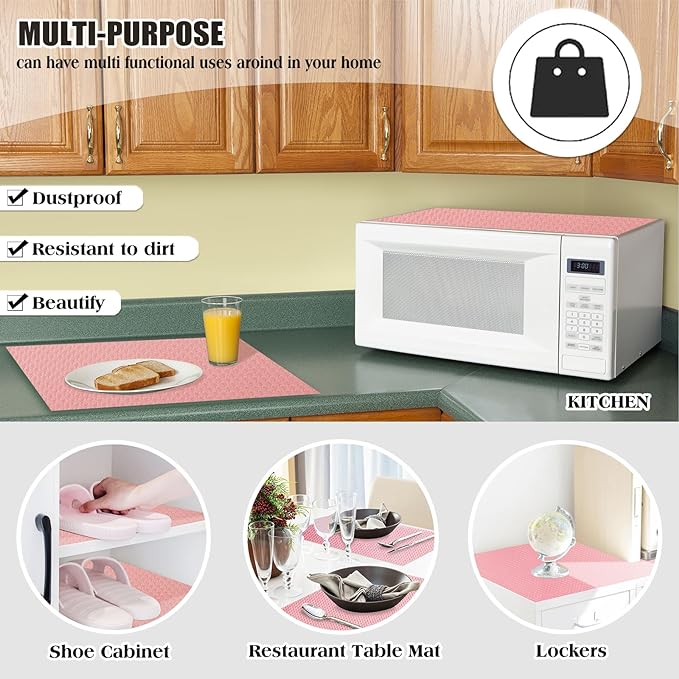 20Pcs Refrigerator Liners, Washable Fridge Liner Shelf Mats Refrigerator Pads for Cupboard Cabinet Drawer Home Kitchen Accessories Organization (Pink)