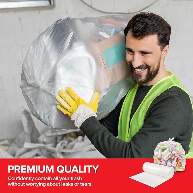 Stock Your Home Clear Trash Bags – 30-33 Gallon (250 Pack) – Disposable Leak-Resistant Garbage Can Liners for Office, Bathroom, Deli, Produce, Dog Poop, Cat Litter