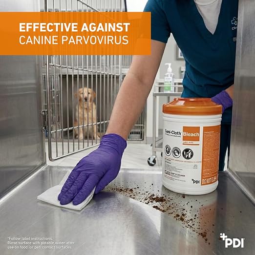 PDI Sani-Cloth Bleach Disinfecting and Cleaning, 160 Count Canister, Medium 6" x 5" Wipes, Hospital-Grade Bleach for Healthcare, Vet, and C. Diff Households