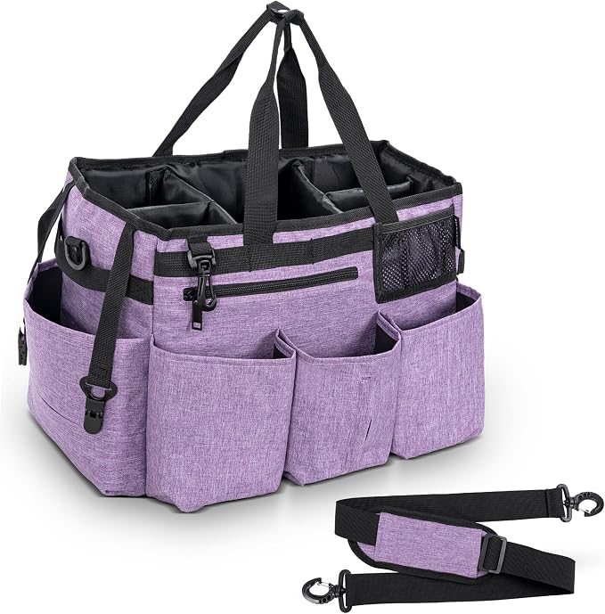 IBVIVIC Wearable Cleaning Caddy Bag for Cleaning Supplies,Large Capacity Cleaning Organizer Purple