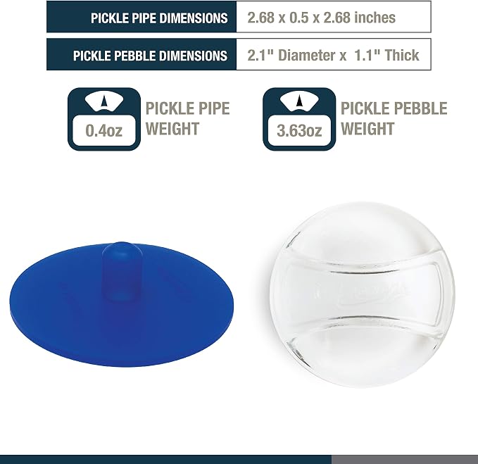 Masontops 8 PC Pickle Pebbles Glass Weight & Pickle Pipes Airlock Kits - Small Regular Mouth Lid For Pickling & Canning