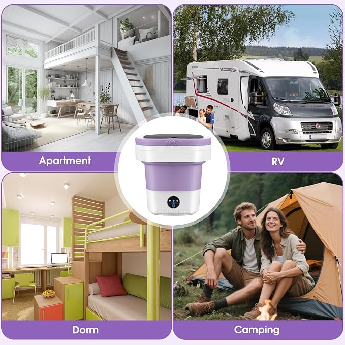 Portable Washing Machine 16L Mini Laundry Washer 3 Modes with Spin Basket Laundry Machine Cleaning Depth Underwear,Baby Clothes Small Shirt for Apartments Dormitories Hotels and Camping (purple)