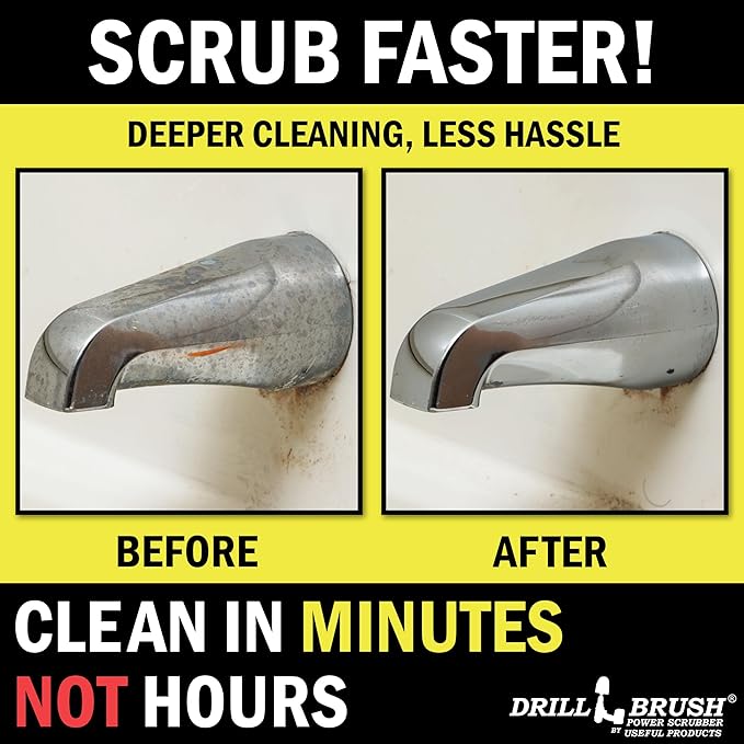 Drillbrush Construction Tools - Soft, Medium, Ultra Stiff - 3 Scrub Brush Kit - Threaded 5/16 x 24 - Fits Electric - Cordless - Air Pneumatic - Dual Action Orbital Polisher Machine - Rotary - Buffer