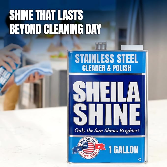 Sheila Shine Stainless Steel Cleaner and Polish (1 Gallon) – Cleans, Polishes & Protects Kitchen Appliances, Refrigerators, Sinks, Ovens & Grills – Stainless Steel Polish and Cleaner