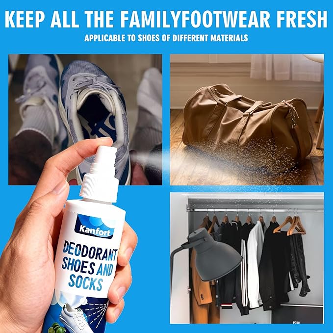 Shoe Deodorizer Spray, Natural Odor Eliminator for Strong Odors-5.5 oz, for Shoes, Skates, Work Boots and More