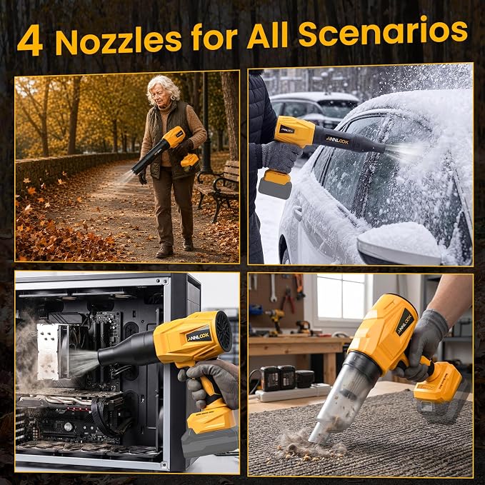 Cordless Leaf Blower Compatible with Dewalt 20V MAX Battery, 33000RPM CVT Mini Handheld Leaf Blower, Lightweight Blowers for Lawn Care, Yard, Blowing Snow, Leaves, Car Vacuum (Battery Not Included)