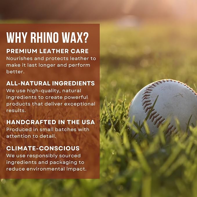 Rhino Wax Baseball Glove Care & Maintenance Kit with Oil & Conditioner | Maintain baseball gloves with premium oil and conditioner that preserve glove quality, flexibility and extend glove life.