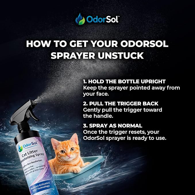 Cat Litter Odor Eliminator Spray, Oil-Based Pet Urine Odor Neutralizer for Litter Box, Cat Pee Odor Remover, Fragrance Free 16 oz Spray Bottle