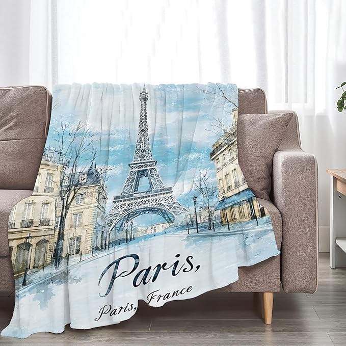 Tijuboni Paris Eiffel Tower Throw Blanket Paris Gifts for Girls Women Boys Men Adults Kids Soft Flannel Fleece Blanket for Couch Sofa Bed Home Decor 40"x50"