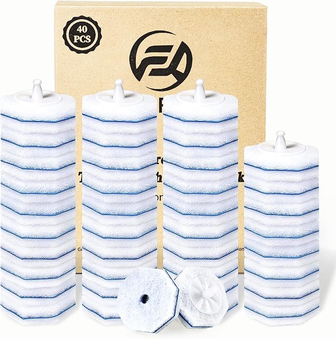 FHORAIN 40 Count Toilet Wand Refills for Clorox, Disposable Toilet Brush Head with Rich Foaming, Extra Thick Triple-layer Refills, Strong Cleaning & Scrubbing Power, Won't Fall Off or Fall Apart