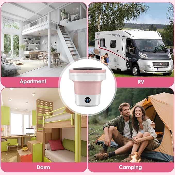 Portable Washing Machine 16L Mini Laundry Washer 3 Modes with Spin Basket Laundry Machine Cleaning Depth Underwear,Baby Clothes Small Shirt for Apartments Dormitories Hotels and Camping (pink)