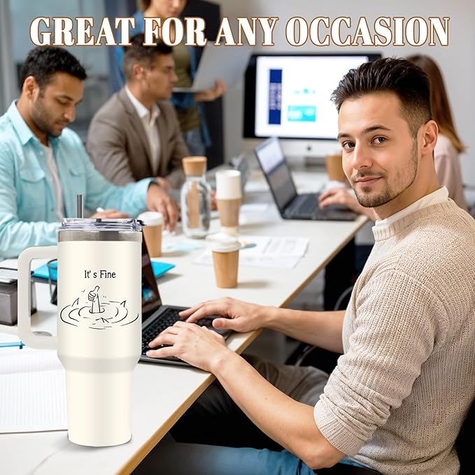 DUUV Motivational Gifts for Women Men, Funny Saying Tumbler 40 Oz with Handle Lid and Straws, Funny Coworker Gifts for Work Office, Inspirational Gift for Birthday Christmas, 1PCS
