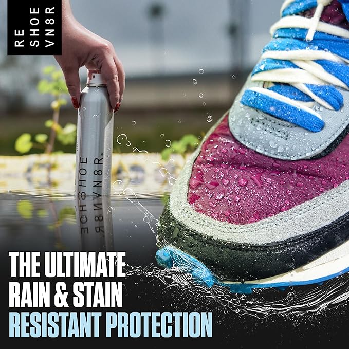 RESHOEVN8R Shoe Protector Spray - Rain and Stain - (6.5oz) - Waterproof Spray for Shoes, Quick-Drying, No Chemicals, Sneakers, Suede, Canvas, Light Leather, White Shoe - Long Lasting Protector