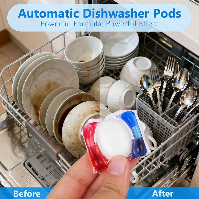400 Count Dishwasher Pods, No Pre-Rinse Dishwasher Detergent Soap On Stain and Grease, Leaving a Virtually Spotless Shine,Dishwasher Detergent for Deep Cleaning