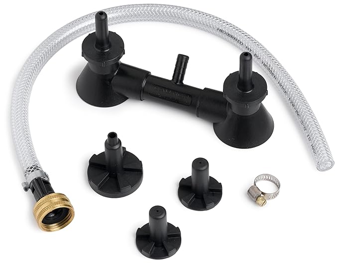 Fermtech Double Blast Wine Bottle Rinser Double Heads Beer Bottle Washer for Kitchen Lab Bar Glass, Wine Cleaning Equipment Cleaner With Easy to Connect Laundry Tub Faucet Adapter, Black