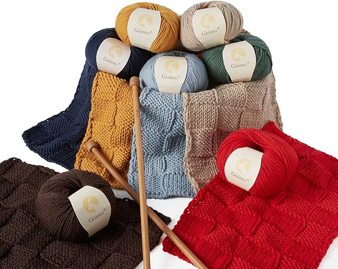 100% Merino Wool Yarn, 6-Ply Luxurious and Soft Yarn for Hand Knitting & Crocheting, 1.76 OZ/50g, 127 yds/116 Meters(Bright Red, 1 Ball)