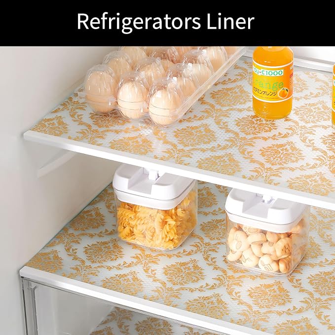 Cooyes Shelf Liner for Kitchen Cabinets – Non-Adhesive Waterproof Drawer Liner – Durable EVA Material Easy-to-Cut Shelf Paper for Refrigerator, Cupboard, Dresser with Modern Pattern