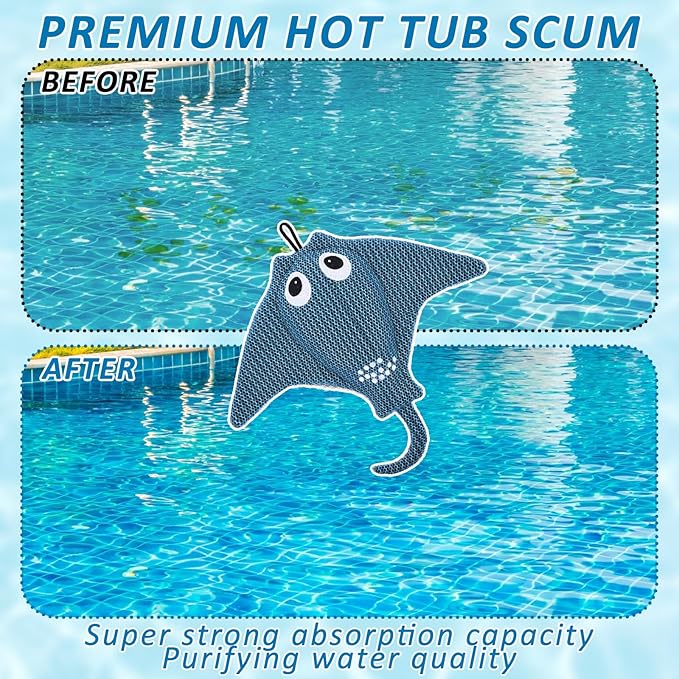 Hot Tub Scum Absorber, 2025 Upgrade Reusable Scum Devilfish Hot Tub Absorber Accessories Hot Tub Sponge for Spa & Pool Cleaner, Hot Tub Oil Absorbing Keeps Water Clean