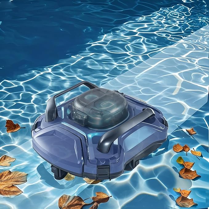 Cordless Robotic Pool Cleaner,Robotic Pool Vacuum Automatic Cleaning, Dual-Motor, Self-Parking,for Above/In Ground Swimming Pools (Rubber Stopper not Included)
