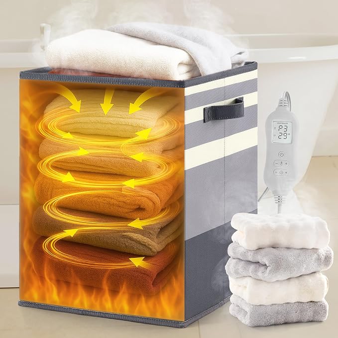 Foldable 40L Large Towel Warmer Bucket,360° Even Heating SPA Towel Warmers for Bathroom, Fast Heating with 4 Modes & 30/60/90 Min Presets & Auto Shut-Off, Gift Box