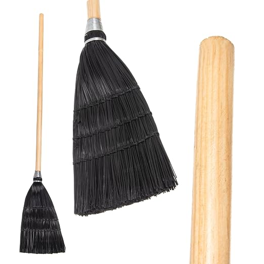 Carlisle FoodService Products 4168303 Synthetic Corn Toy/Lobby Broom with Wood Handle, Polypropylene Bristles, 40" Overall Length, Black (Case of 12)