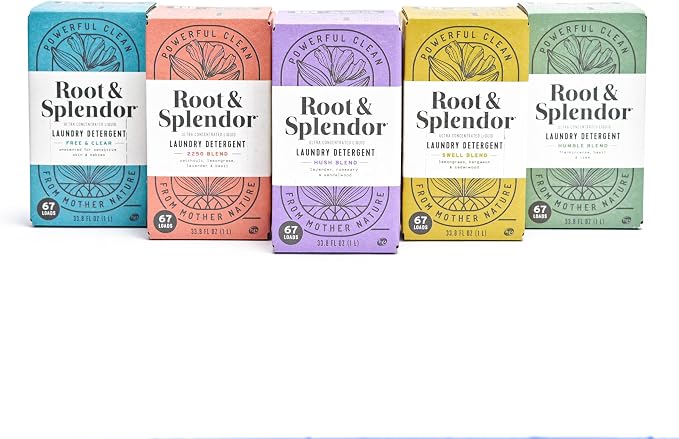 Root & Splendor Ultra Concentrated Non Toxic Laundry Detergent Liquid - EWG Verified - Plant Based & Eco Friendly Enzymatic Laundry Soap, Free & Clear, 1 Liter, 67 Loads