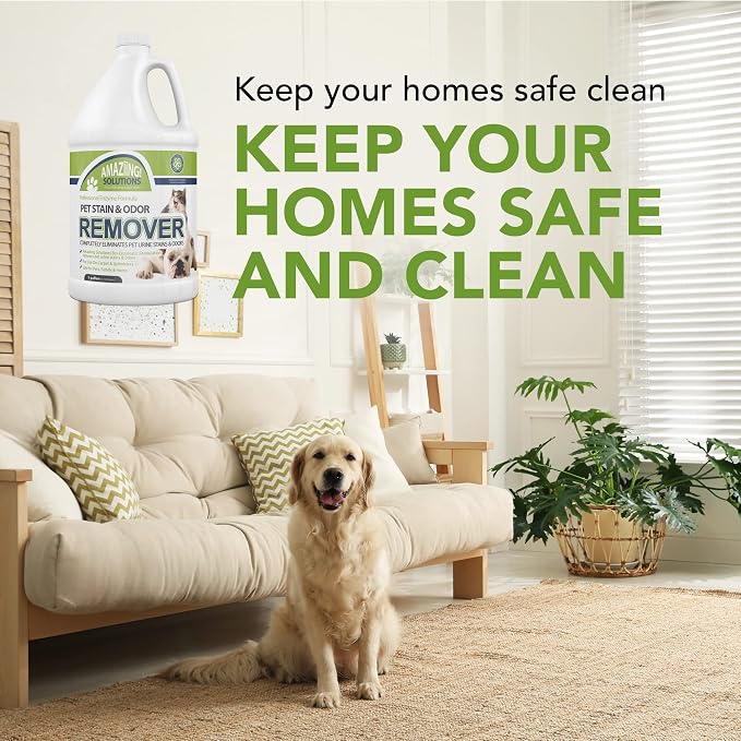 Pet Stain and Odor Remover - Enzyme Cleaner, Pet Urine Odor Eliminator Refill - Floor & Carpet Cleaner, Pet Deodorizers For Home, Fabric Freshener W/Fresh, Clean Scent, 1 Gallon