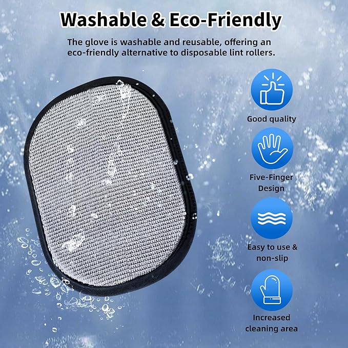 Pet Hair Removal Glove for Cats & Dogs, Reusable Magic Brush for Pet Hair, Upgraded Five-Finger Electrostatic Pet Hair Removal Tool for Laundry, Couch, Carpet, Car Seat