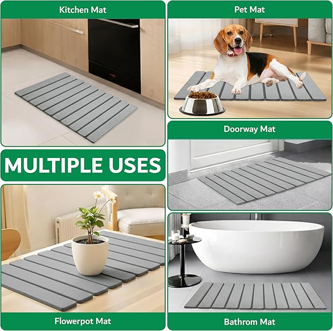 Stone Dish Drying Mat for Kitchen Counter - 23x15 Large Quick Dry Stone Mat Kitchen, Absorbent Diatomaceous Earth Kitchen Drying Mats for Countertops, Fast Drying Stone Sink Mat for Dishes and Cups